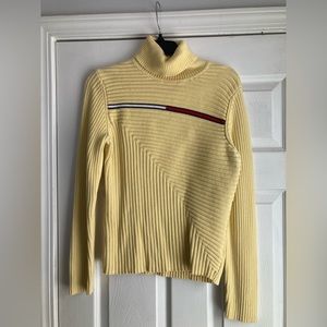Women’s Tommy Hilfiger Yellow Ribbed Cotton Turtleneck Sweater Size L